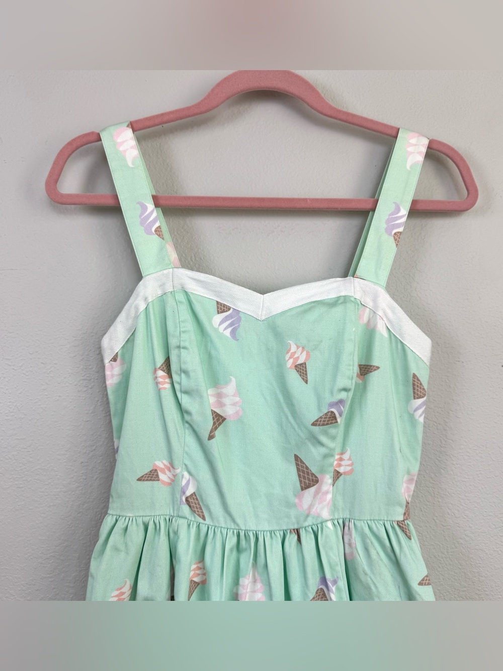 Bea & Dot ModCloth Sweetest Treat Ice Cream Cone Dress S Mint Green Pinup Retro - Picture 2 of 14